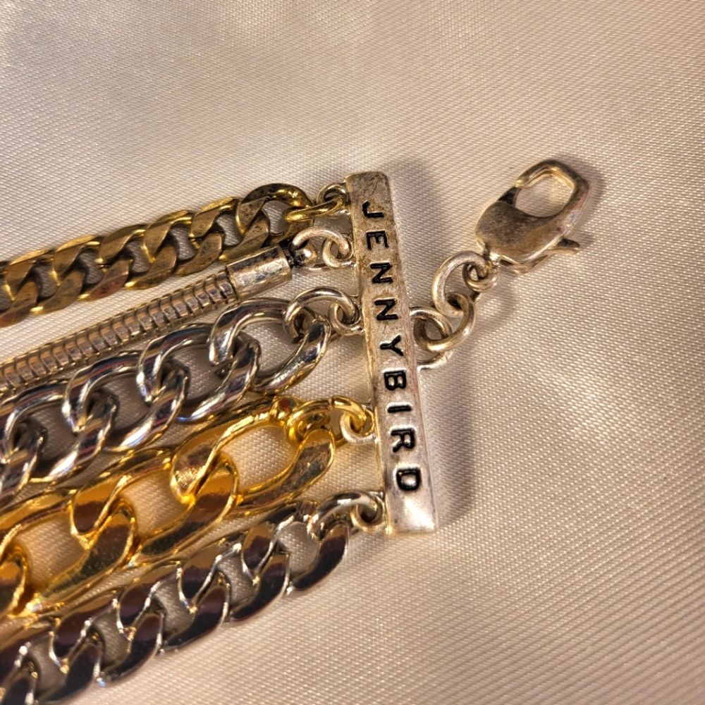 105. Jenny Bird 2tone Silver & Gold Bracelet , 6.5-8"